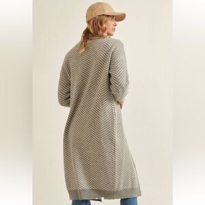 Two-Tone Striped Long Sleeve Button Front Cardigan